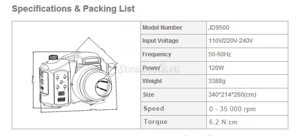 JSDA JD9500 LED микромоторы /шлифовальный станок 35000rpm