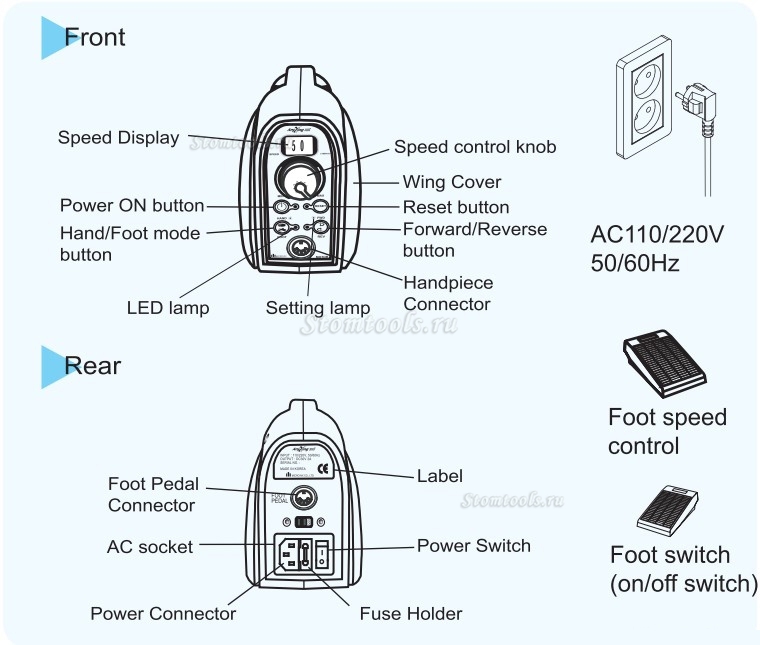 AnyXing MD300 III микромоторные 45000 RPM Сделано в Корее